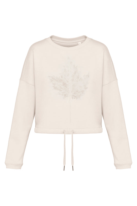 Sudadera corta Moss mujer marfil